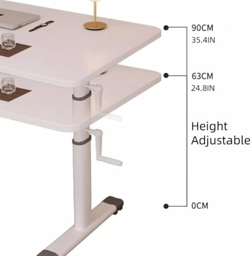 Erxewim Manual Crank Standing Desk, Height Adjustable Sit-Stand Study Table for Home Office, Hand Lifting Tabletop Writing Desk, Sturdy Frame