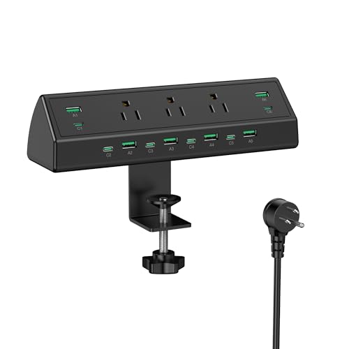 Clamp-On Under-Desk Power Strip with USB-C Fast Charging