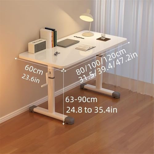 Erxewim Manual Crank Standing Desk, Height Adjustable Sit-Stand Study Table for Home Office, Hand Lifting Tabletop Writing Desk, Sturdy Frame