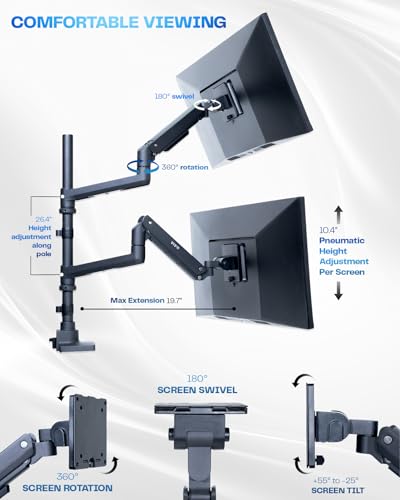 VIVO Pneumatic Arm Single Ultrawide Monitor Extra Tall Desk Mount