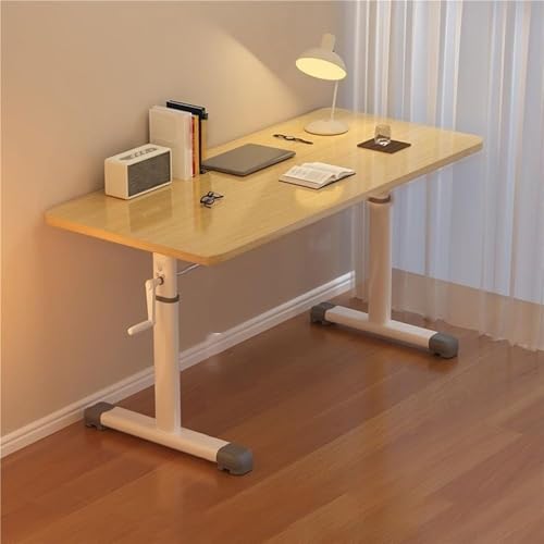 Erxewim Manual Crank Standing Desk, Height Adjustable Sit-Stand Study Table for Home Office, Hand Lifting Tabletop Writing Desk, Sturdy Frame