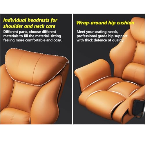 Big and Tall Ergonomic Office Chair - Boss Executive Swivel Chair with Back Support, Luxury Leather Gaming Desk Chair with Wheels for Stability and Comfort