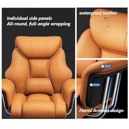 Big and Tall Ergonomic Office Chair - Boss Executive Swivel Chair with Back Support, Luxury Leather Gaming Desk Chair with Wheels for Stability and Comfort