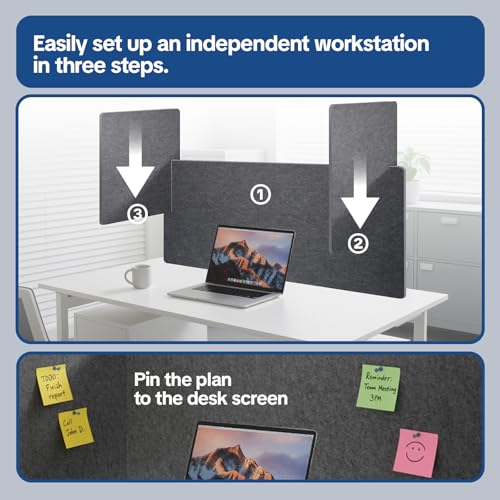 Three-Panel Office Desk Privacy & Acoustic Screen