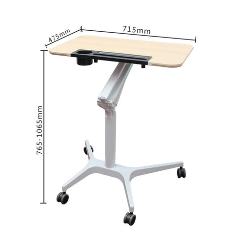 YUXING1205 Desk with Wheels Pneumatic Lifting Table Standing Minimalist Automatic Sofa Bedside Movable Office Desk Solid Wood Podium Table Portable Desk