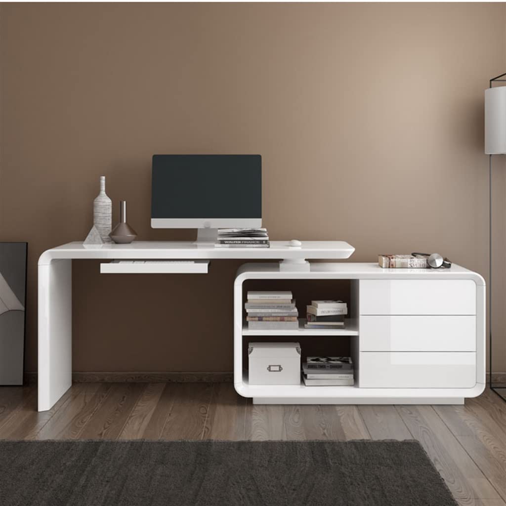 SIDUFHAOPKLL Office Desk Computer Swivel Angle Multifunctional White Furniture