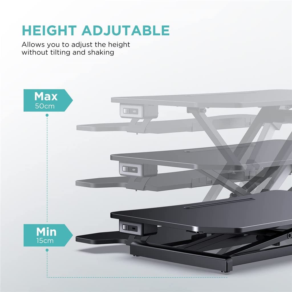 HYUWANGYU Standing Desk Sit Converter Stand-up Lifting Worktable Computer Desk Converter Folding Table Adjustable Height (Color : A, Size : US)