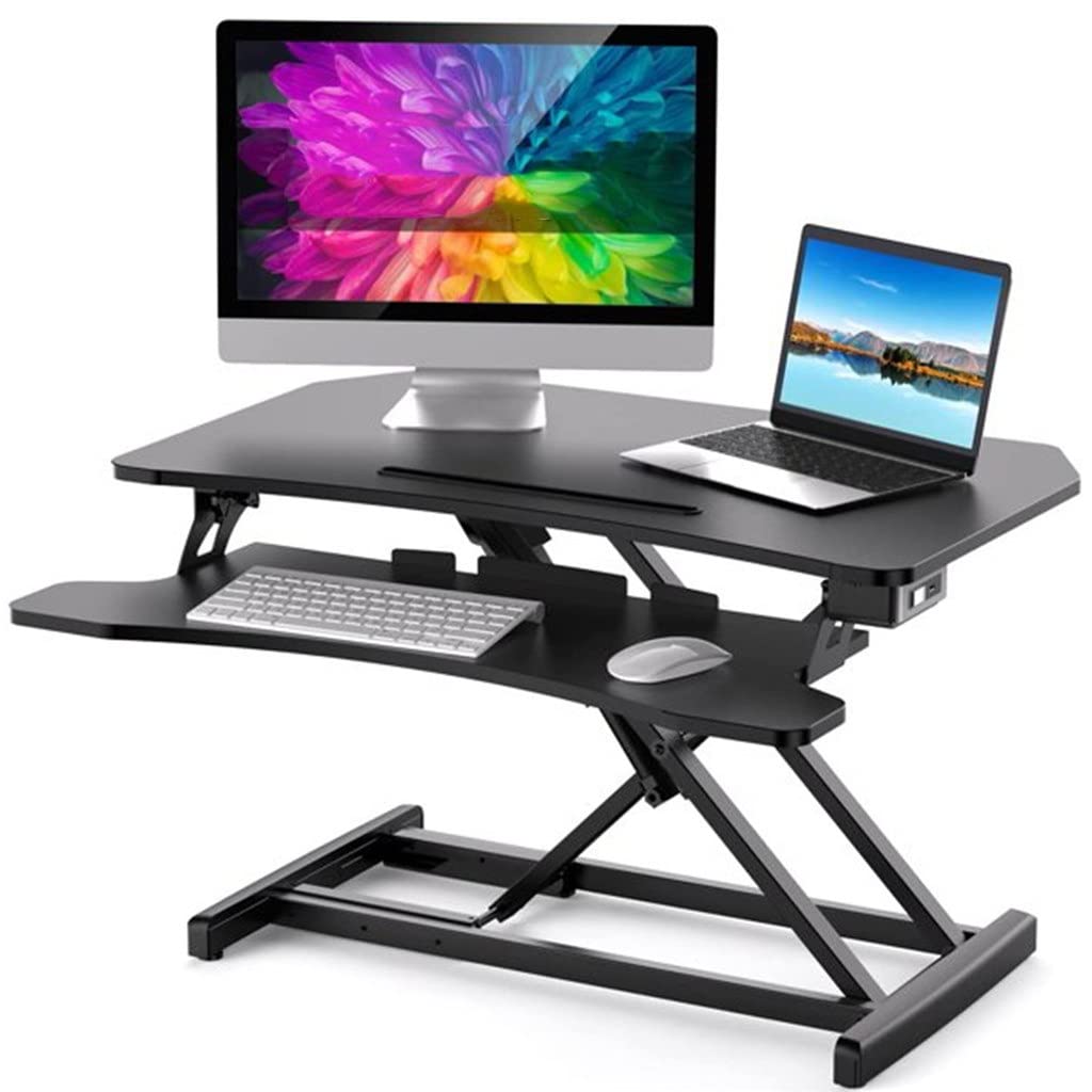 HYUWANGYU Standing Desk Sit Converter Stand-up Lifting Worktable Computer Desk Converter Folding Table Adjustable Height (Color : A, Size : US)