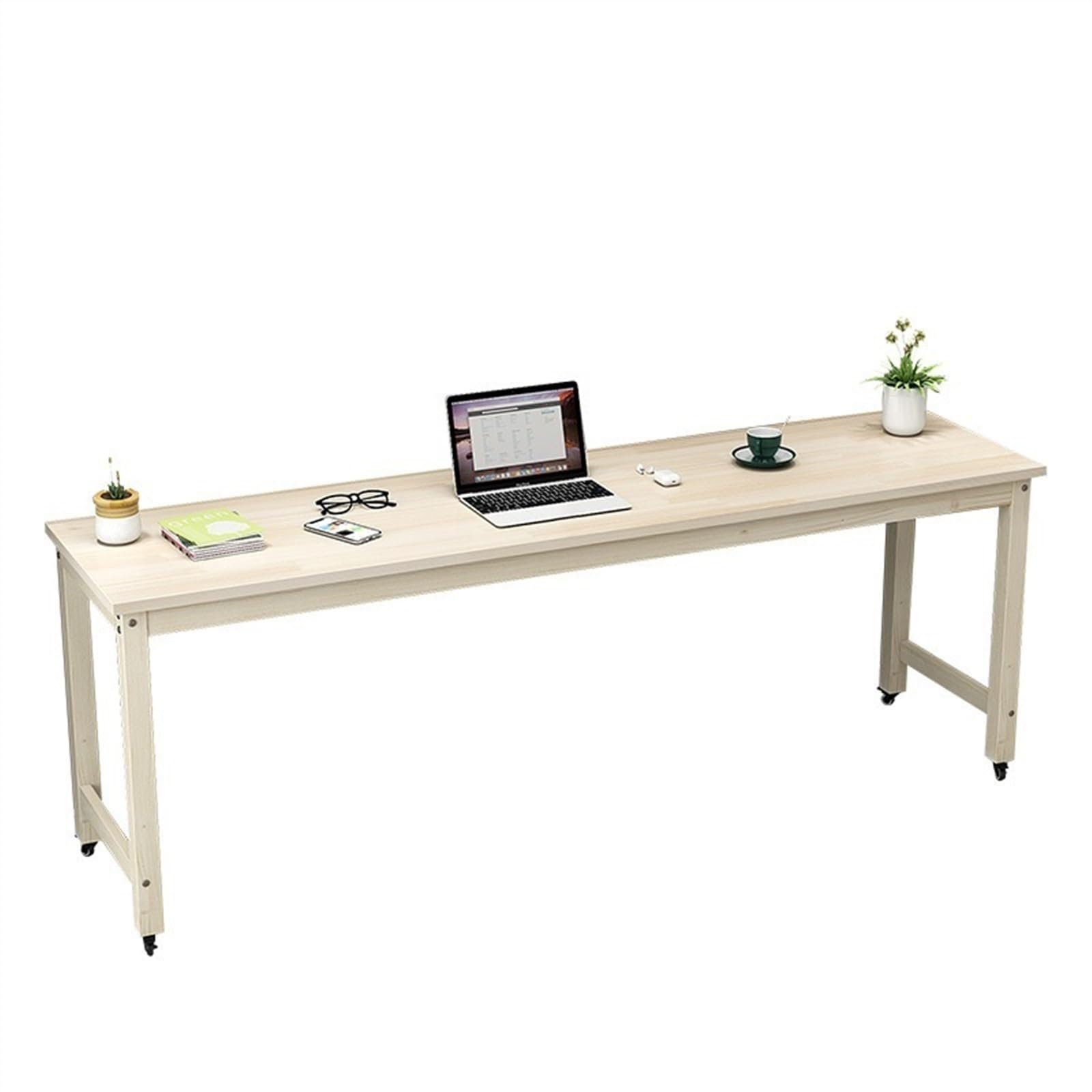 HYgloF Mobile Computer Desk Overbed Bedside Table with Wheels, Wooden Mobile Standing Desk Laptop Rolling Computer Cart for Hospital Home Use Adjustable