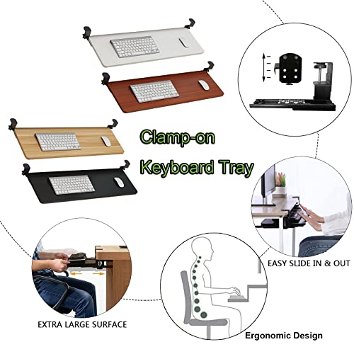 Adjustable Keyboard Tray with Pull Out,Adjustable Keyboard Tray with Sliding Rails Pull Out Drawers Under Desk Space Saving Design for Comfortable Typing