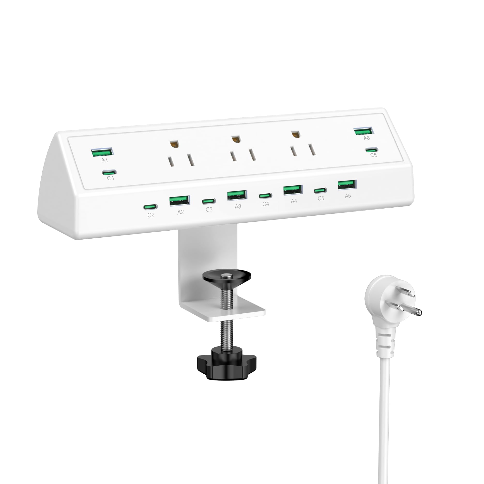 Clamp-On Under-Desk Power Strip with USB-C Fast Charging