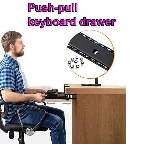 Adjustable Keyboard Tray with Pull Out,Adjustable Keyboard Tray with Sliding Rails Pull Out Drawers Under Desk Space Saving Design for Comfortable Typing