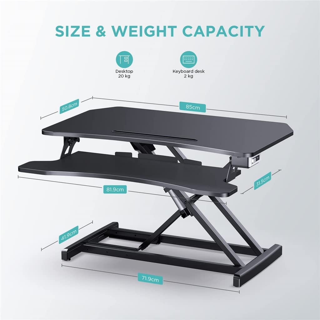 HYUWANGYU Standing Desk Sit Converter Stand-up Lifting Worktable Computer Desk Converter Folding Table Adjustable Height (Color : A, Size : US)