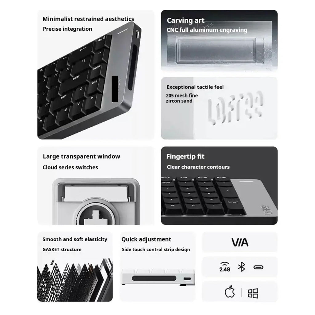 Aluminum Lump Mute Mechanical Keyboard Wired Bluetooth Wireless Business