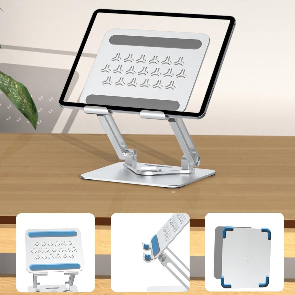 360 Degree Rotating Aluminum Alloy Tablet Stand Foldable and Easy to Increase Height Suitable for Tablet Stand