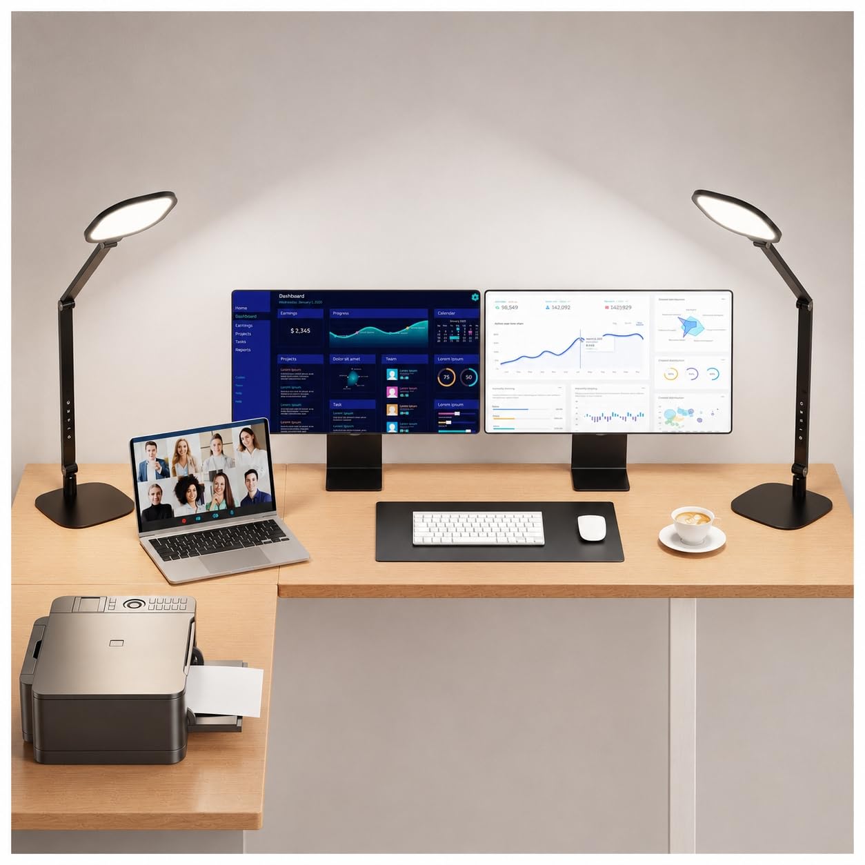 LitONES Modern Edge-Lit LED Desk Lamp for Home Office