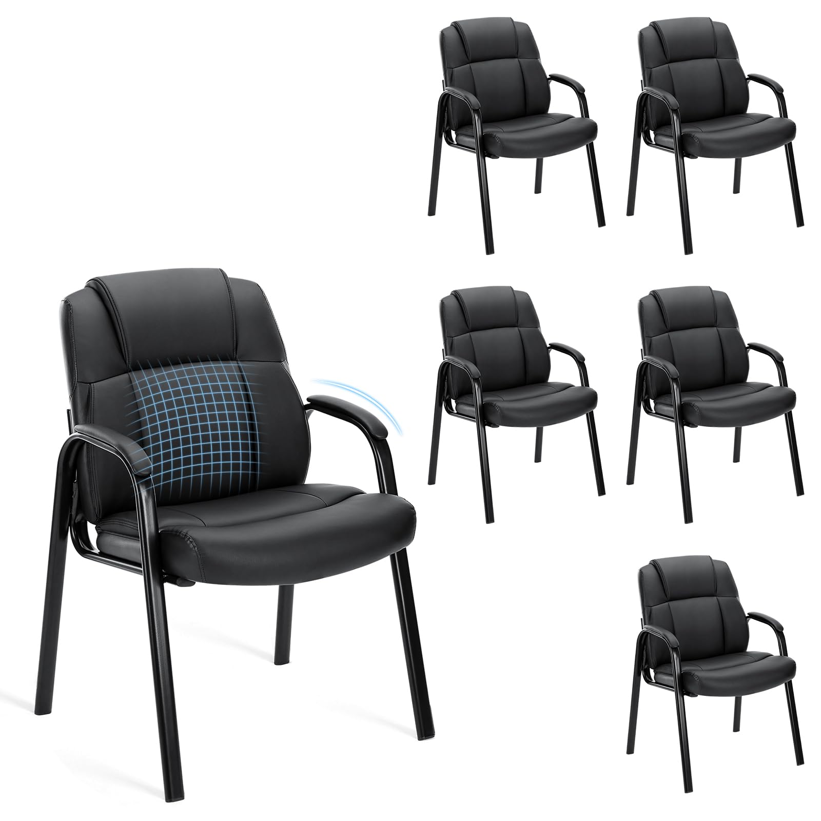 OLIXIS Leather Reception Guest Chair with Padded Arms