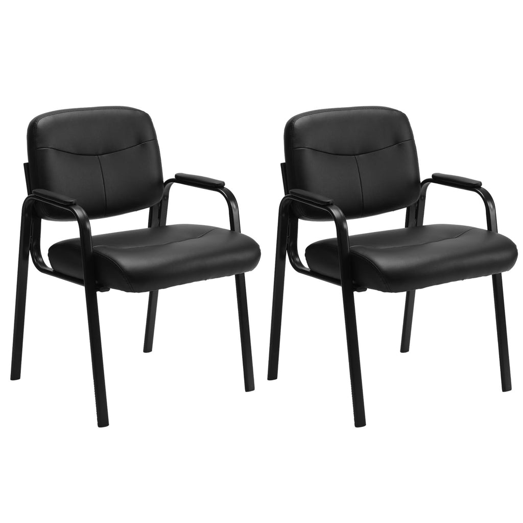 OLIXIS Waiting Room Chair, Leather Office Desk Reception Guest Stationary Side Chairs with Padded Arms for Home Conference Lobby Area Meeting Church Medical Clinic Elderly Student