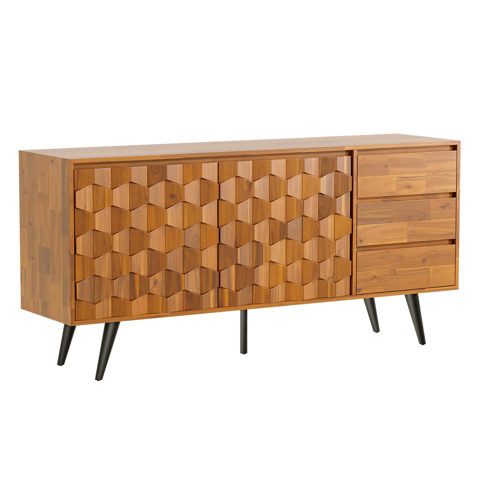 Bme Georgina Solid Wood Sideboard with Geometric Pattern