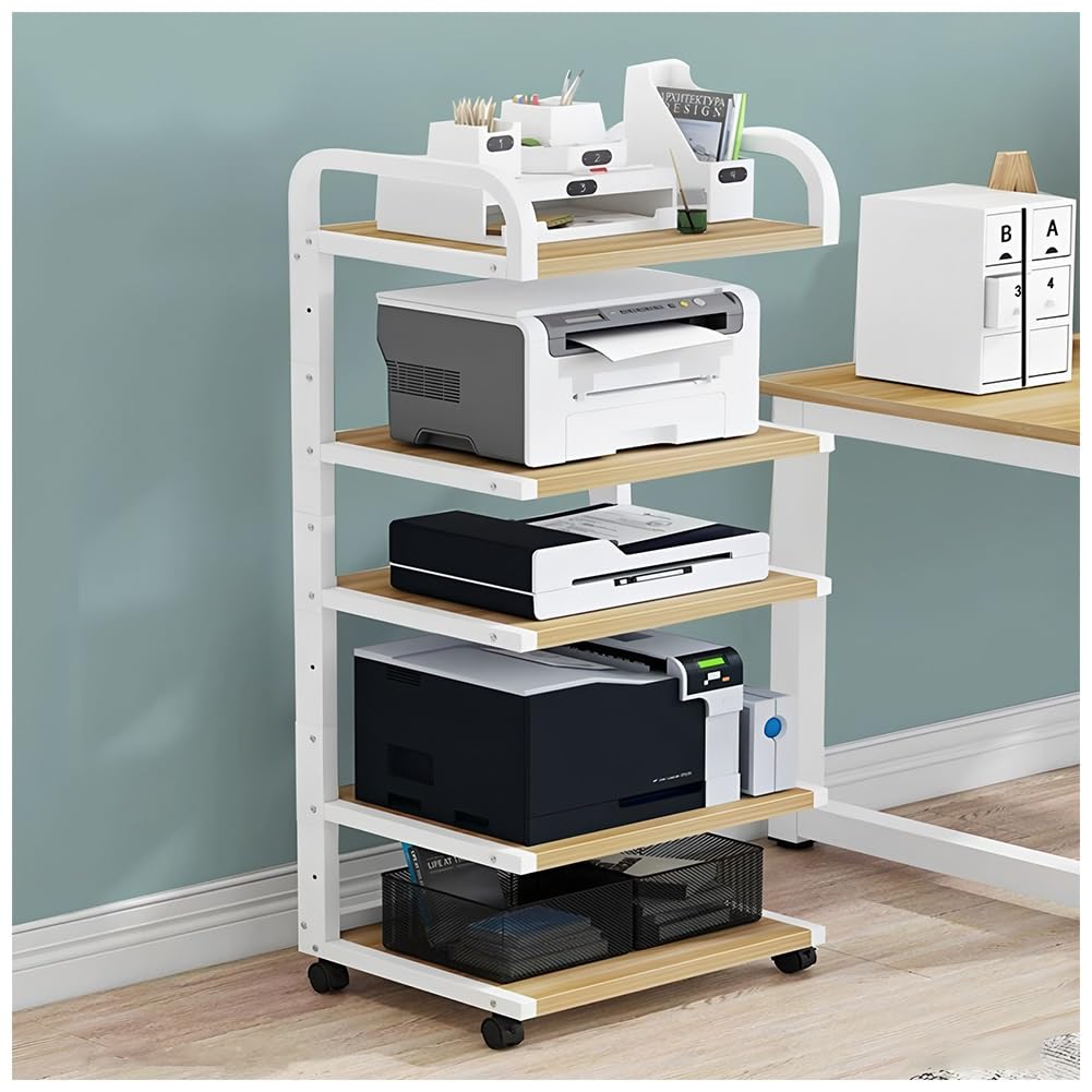 Adjustable Multi-Tier Rolling Printer Cart with Wheels