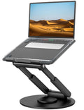 tounee Telescopic Laptop Stand for Desk with 360° Swivel Base, Sit to Stand, Height Adjustable, Portable Riser Holder for Good Posture, Compatible with MacBook Pro, All Laptops 10-17"