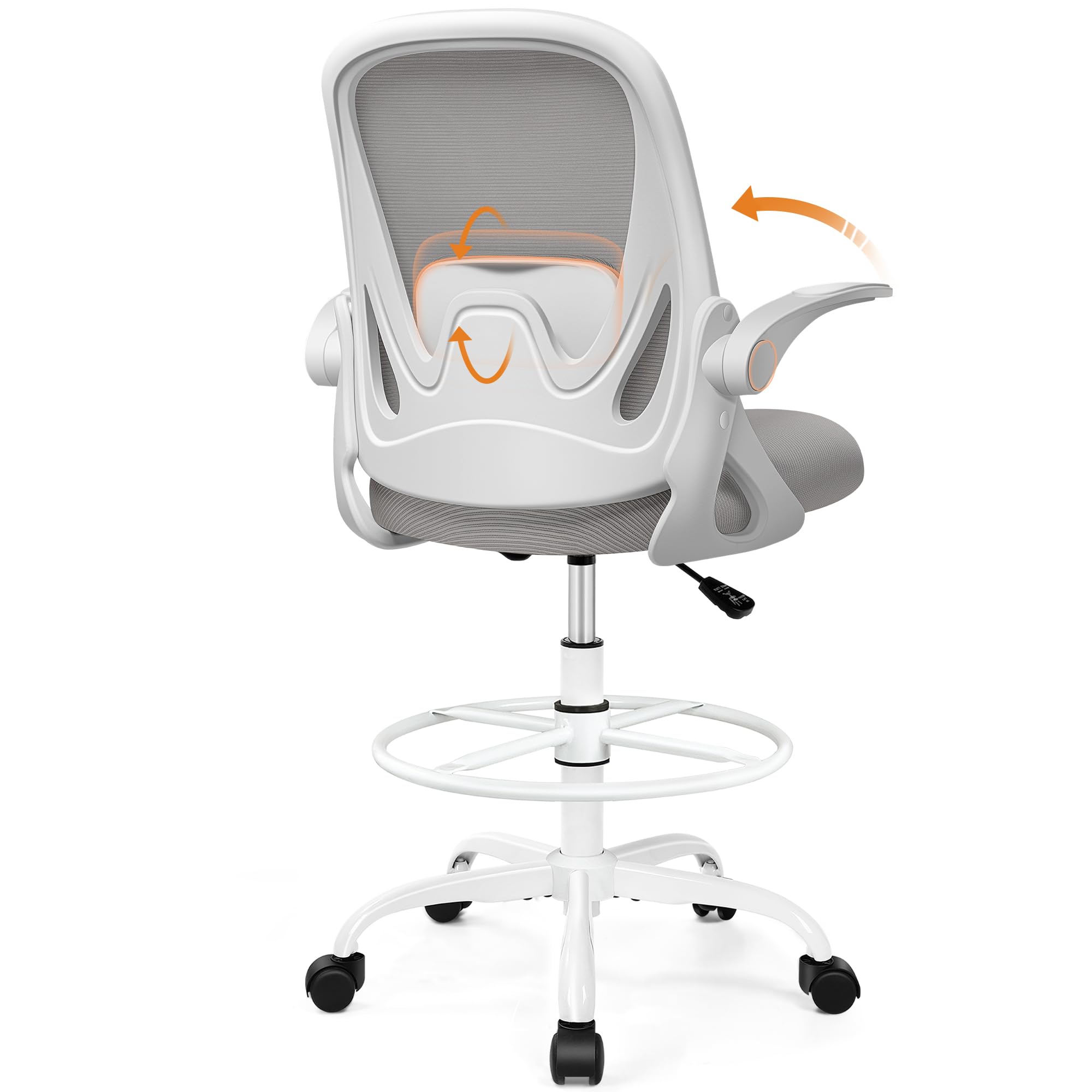 Primy PR934-Z Tall Drafting Chair with Flip-Up Armrests