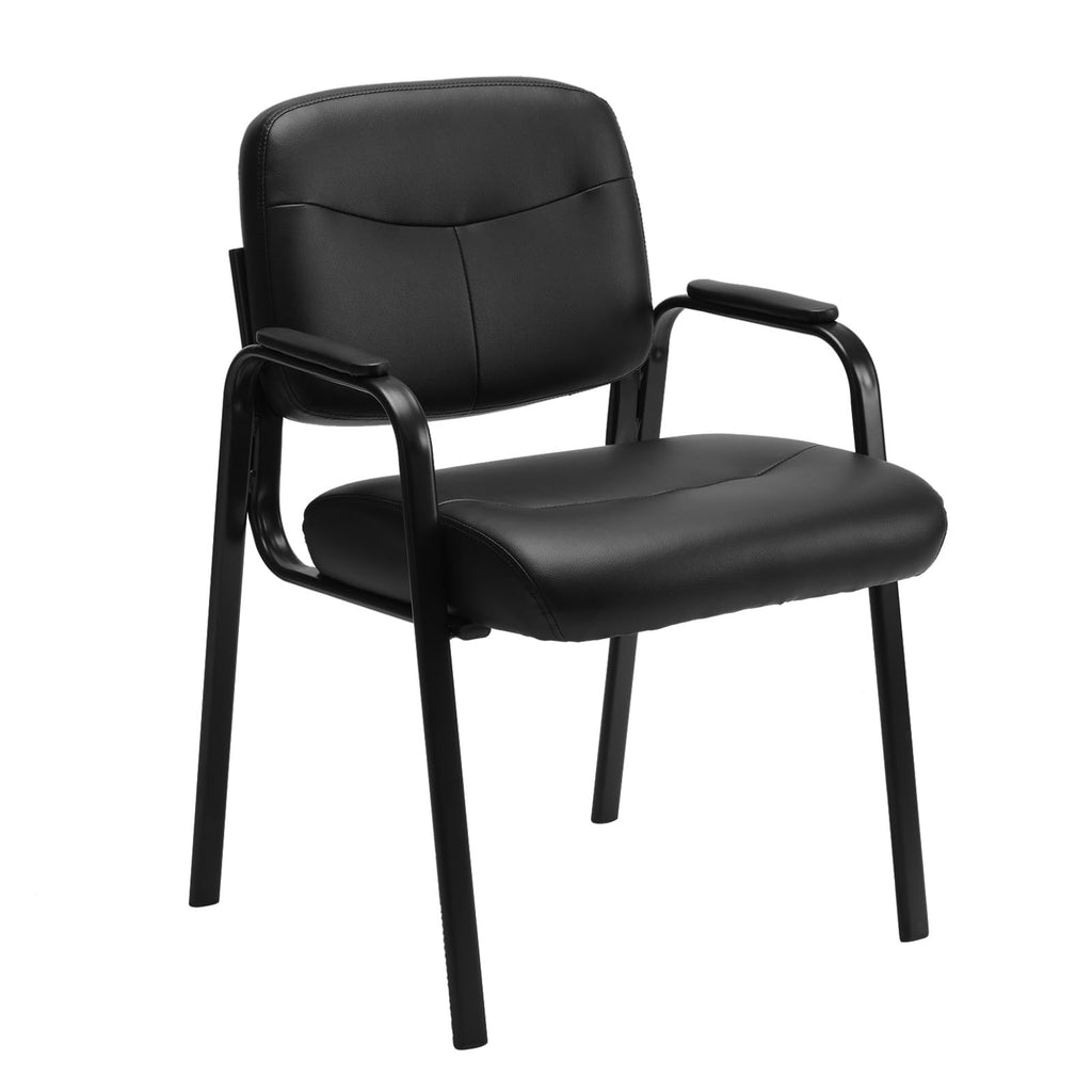 OLIXIS Waiting Room Chair, Leather Office Desk Reception Guest Stationary Side Chairs with Padded Arms for Home Conference Lobby Area Meeting Church Medical Clinic Elderly Student