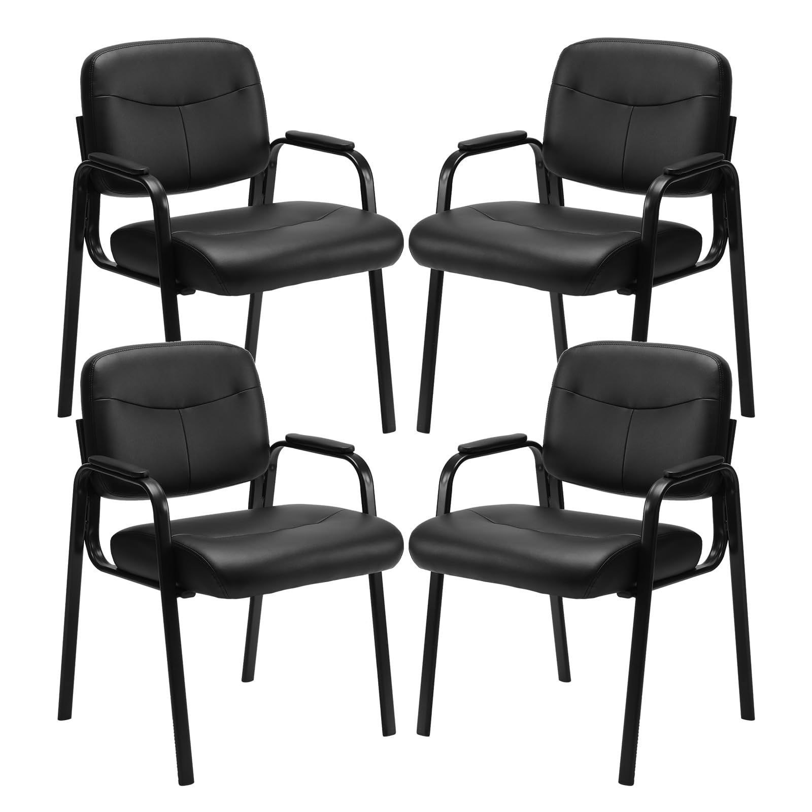 OLIXIS Leather Reception Guest Chair with Padded Arms