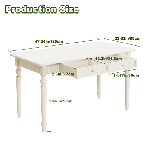 CDDUOLA Modern Rubber Wood Computer Desks with Two Draweres