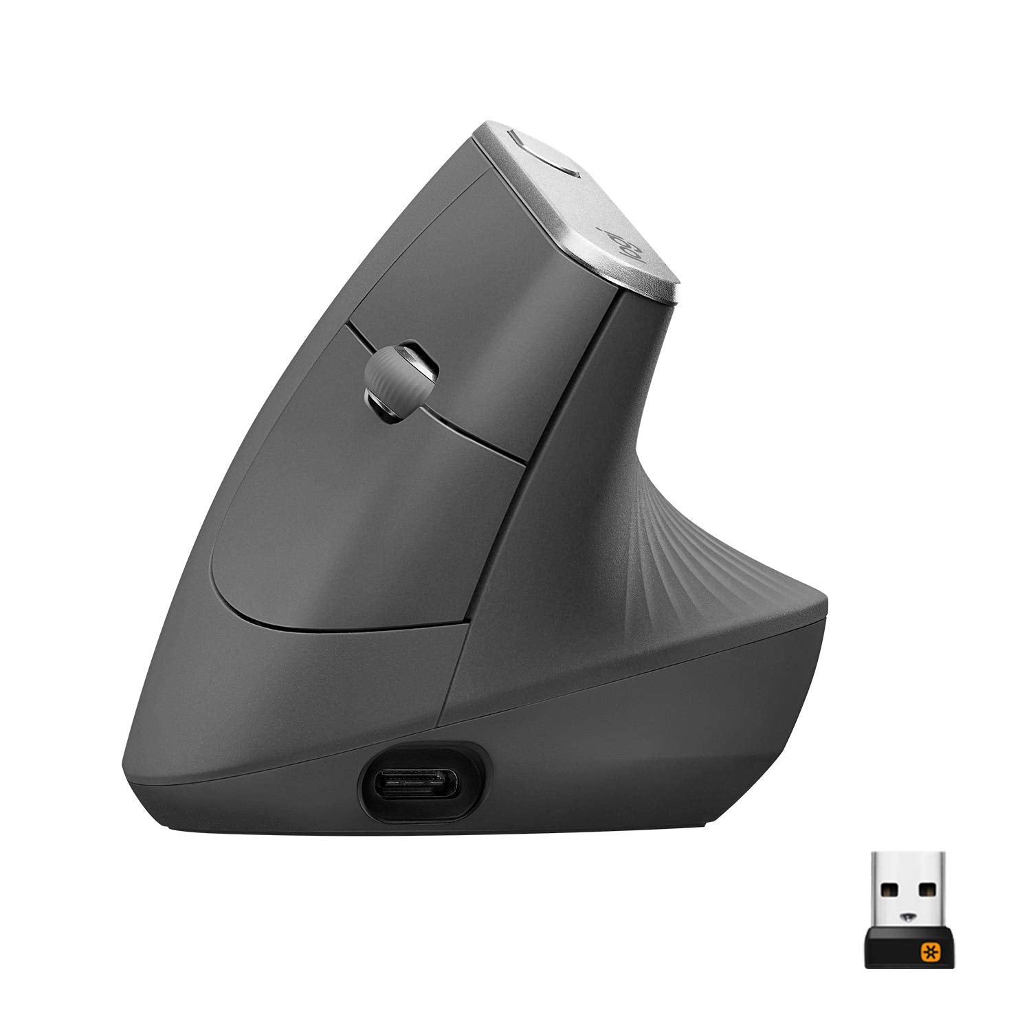 Logitech MX Vertical Wireless Mouse – Ergonomic Design Reduces Muscle Strain, Move Content Between 3 Windows and Apple Computers, Rechargeable, Graphite, Pack of 4