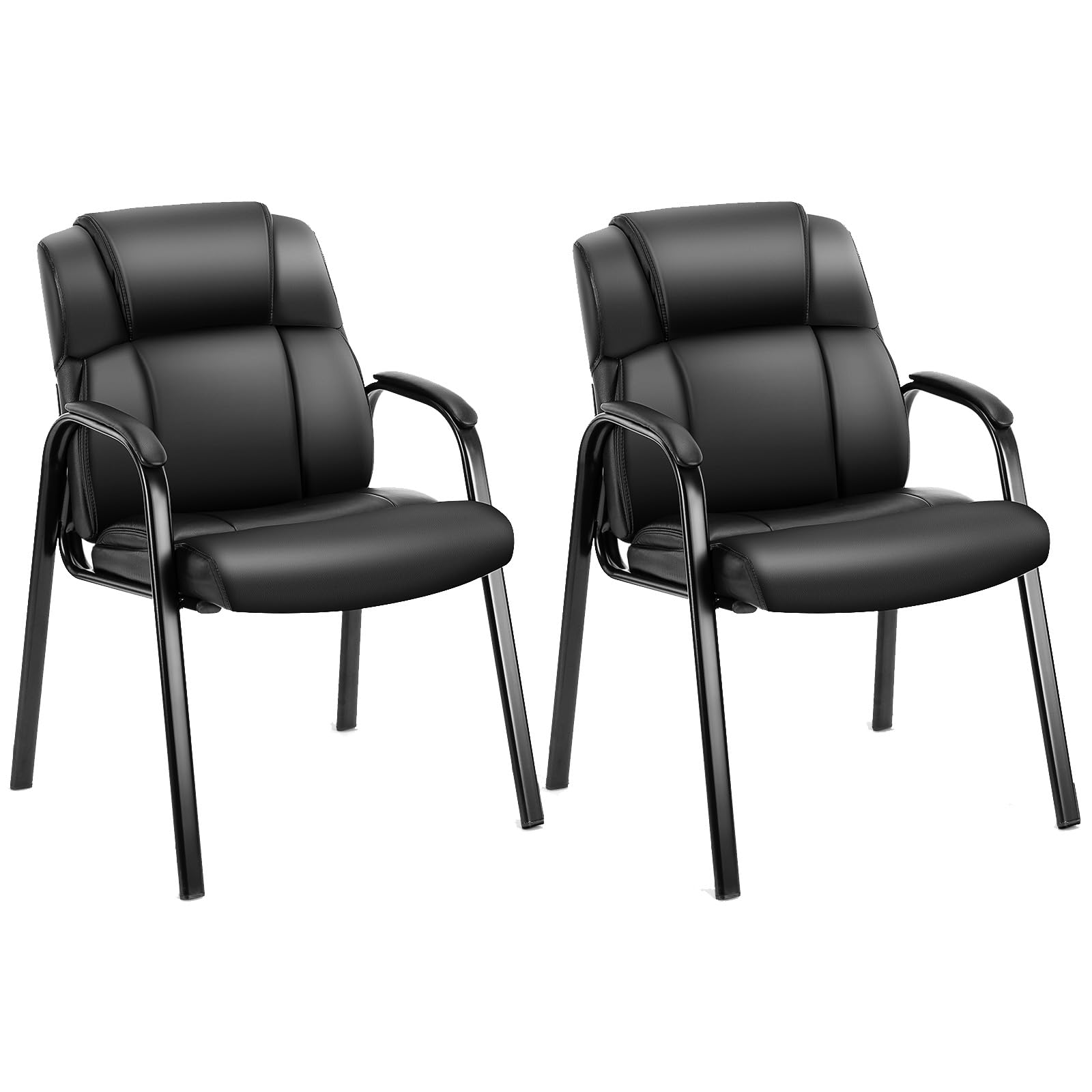 OLIXIS Leather Reception Guest Chair with Padded Arms