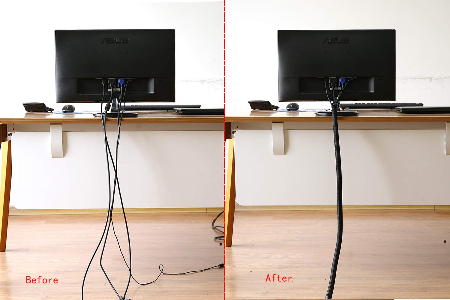 Alex Tech Split Cable Management Sleeve for Office Cords