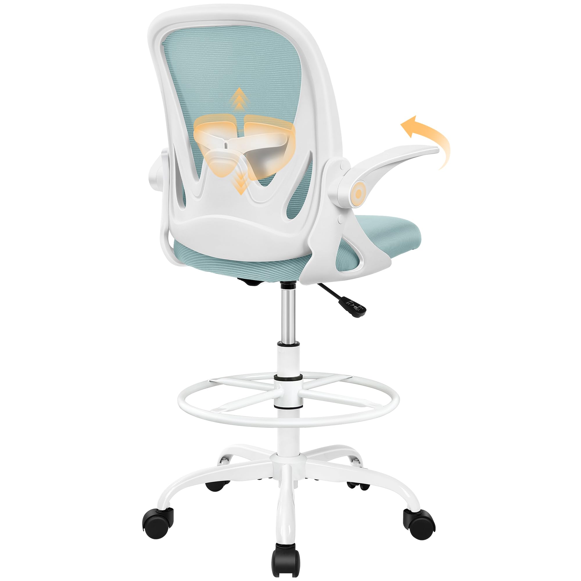Primy PR934-Z Tall Drafting Chair with Flip-Up Armrests