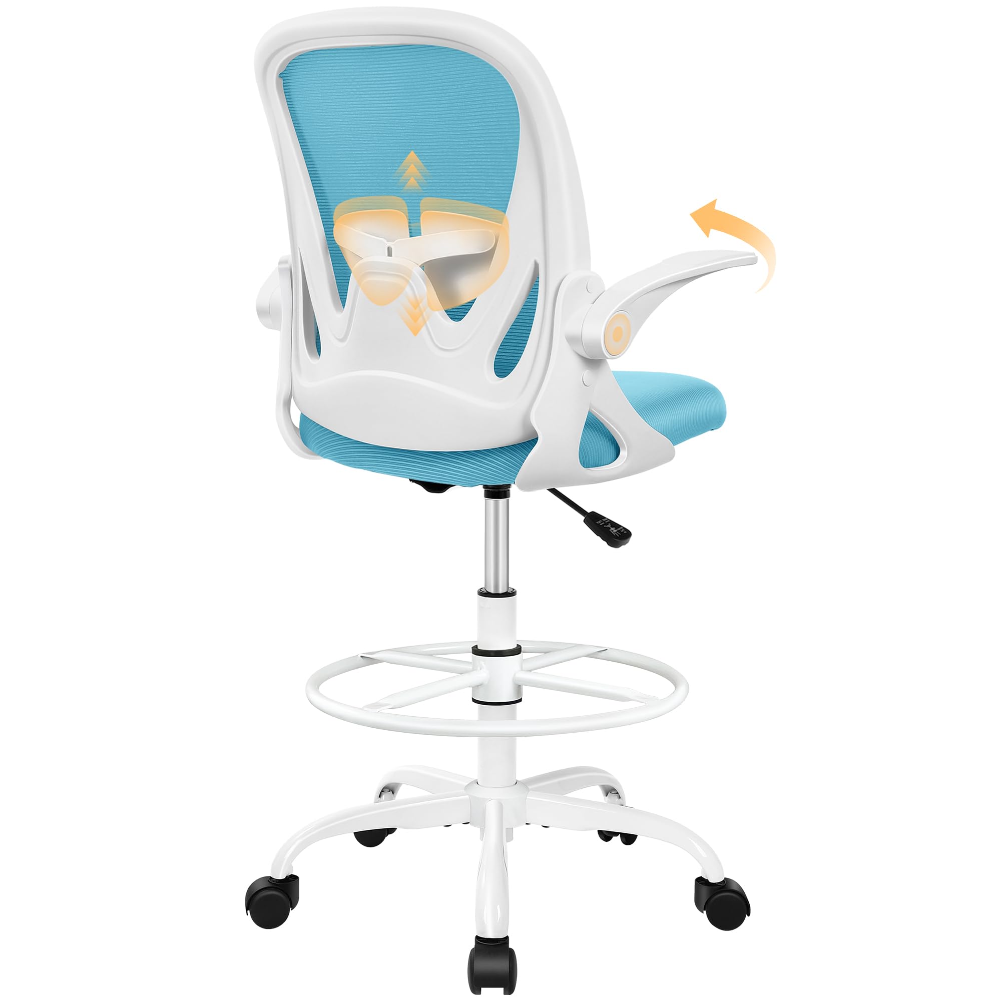 Primy PR934-Z Tall Drafting Chair with Flip-Up Armrests