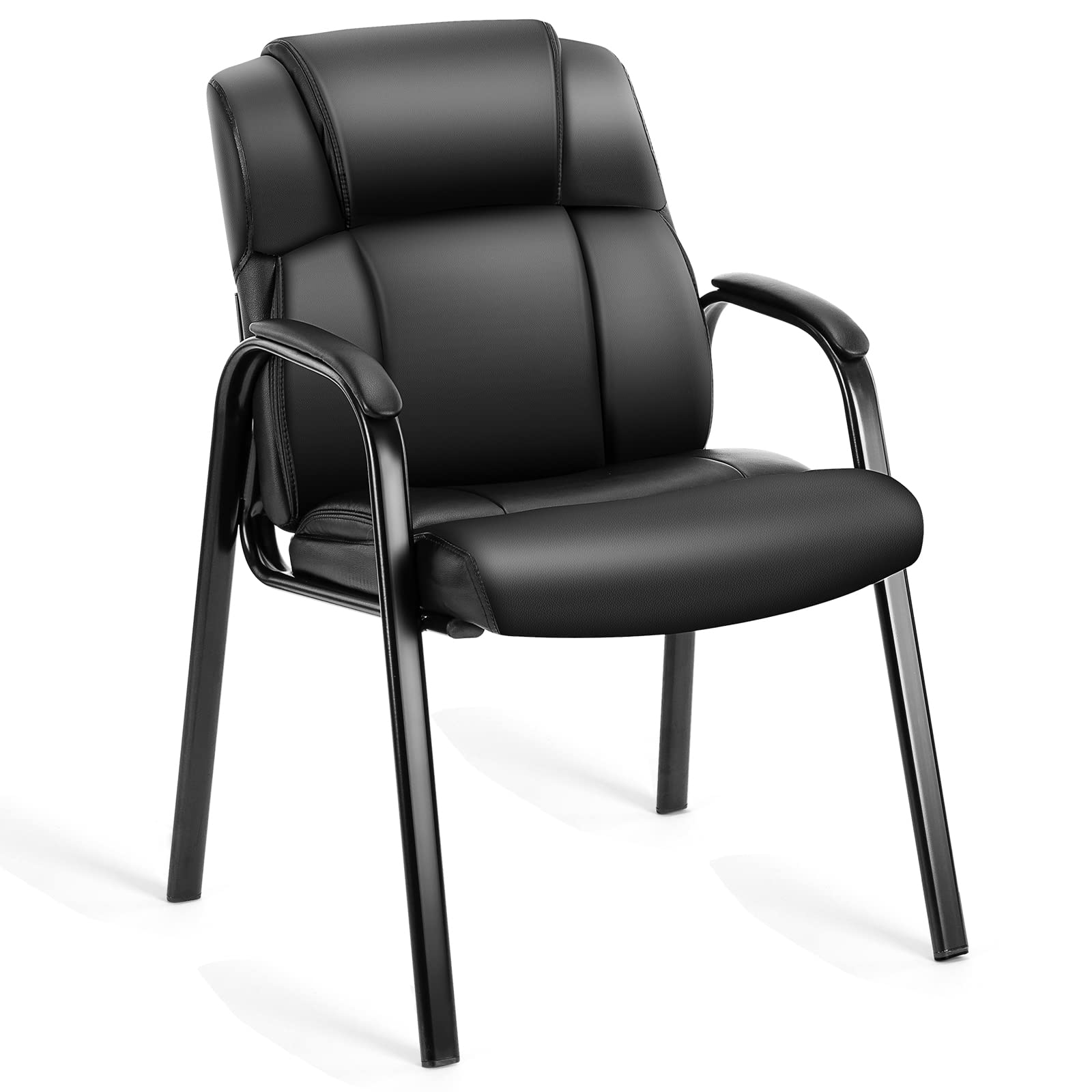 OLIXIS Leather Reception Guest Chair with Padded Arms