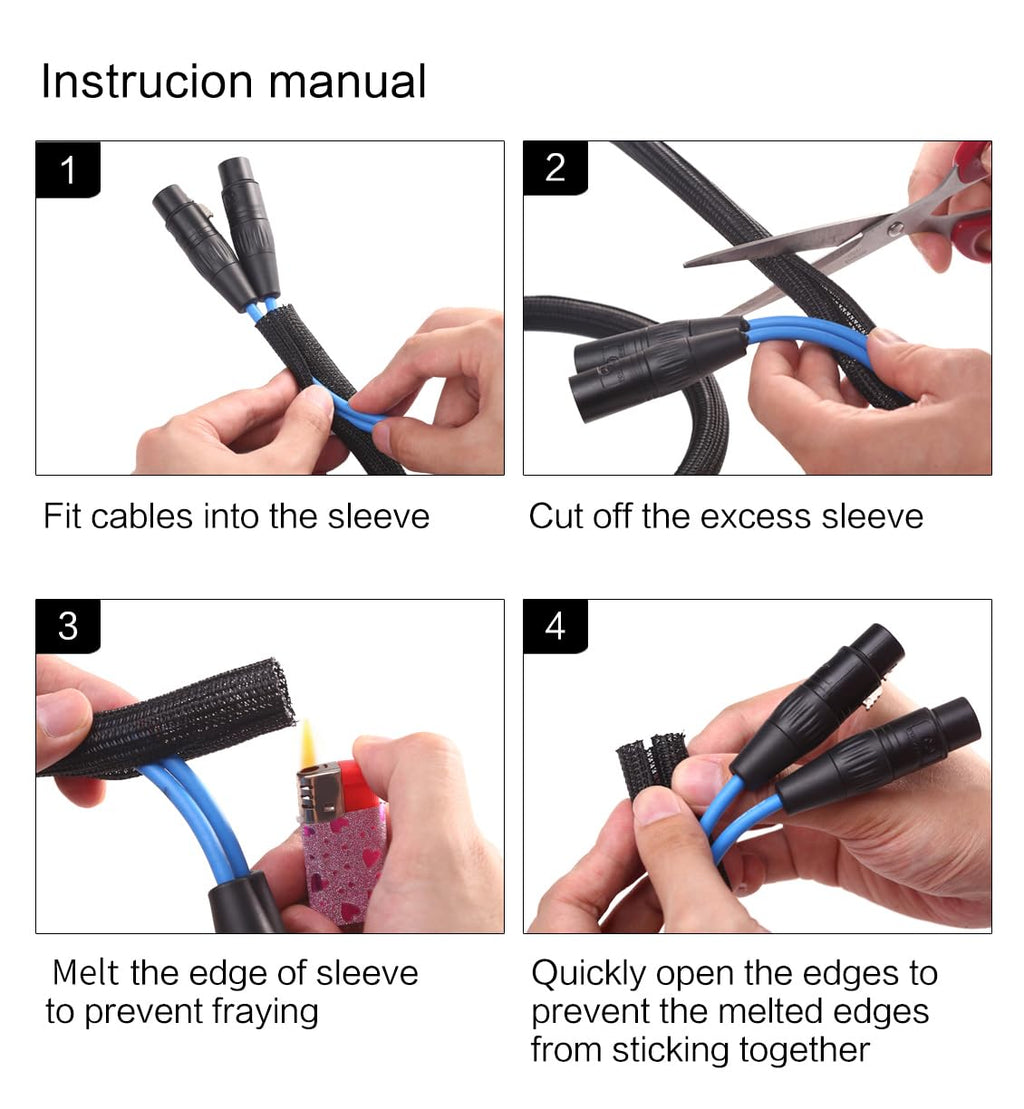 Alex Tech Split Cable Management Sleeve for Office Cords