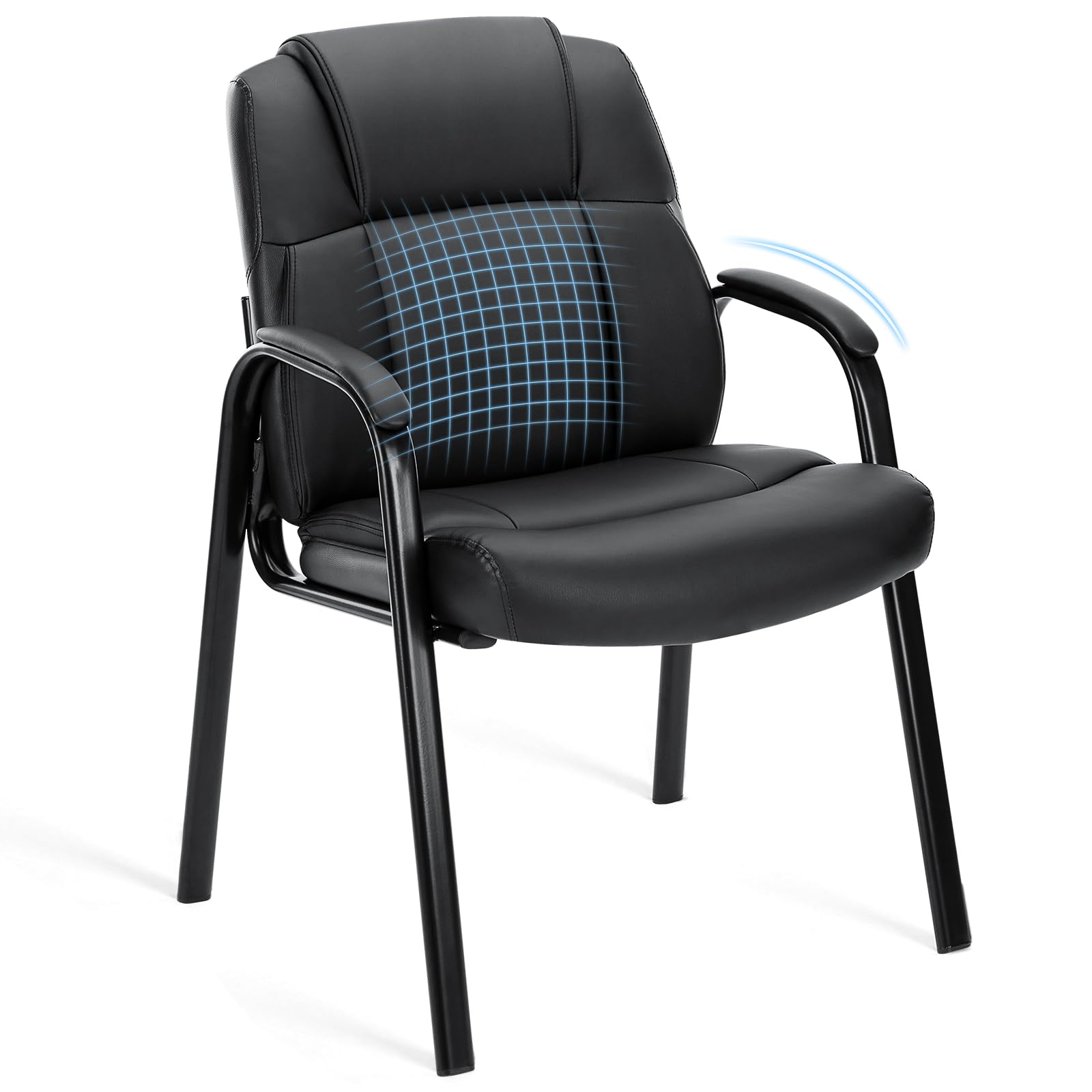 OLIXIS Leather Reception Guest Chair with Padded Arms