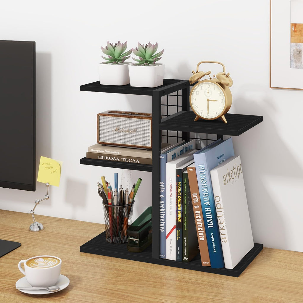 ELITEROO 4-Tier Adjustable Wooden Desktop Shelf Organizer