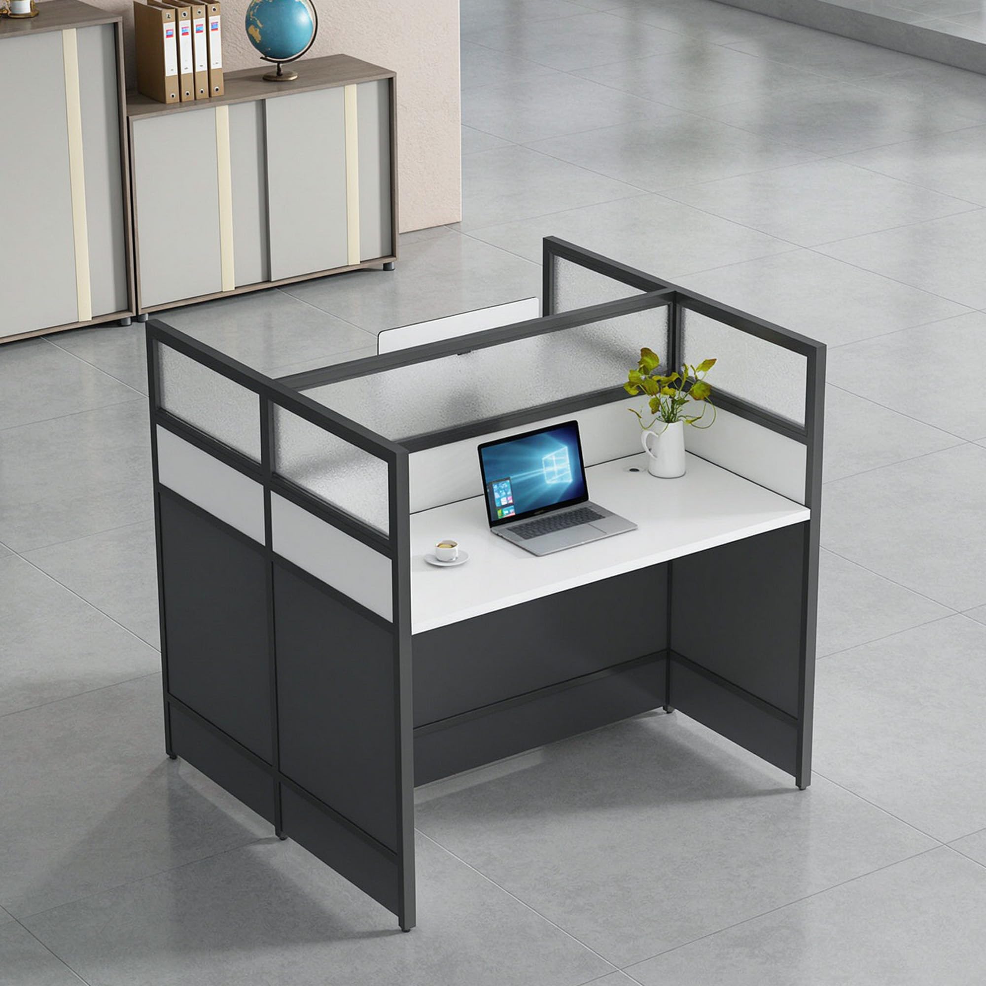 STLWR Office Cubicle Desk with Privacy Partitions