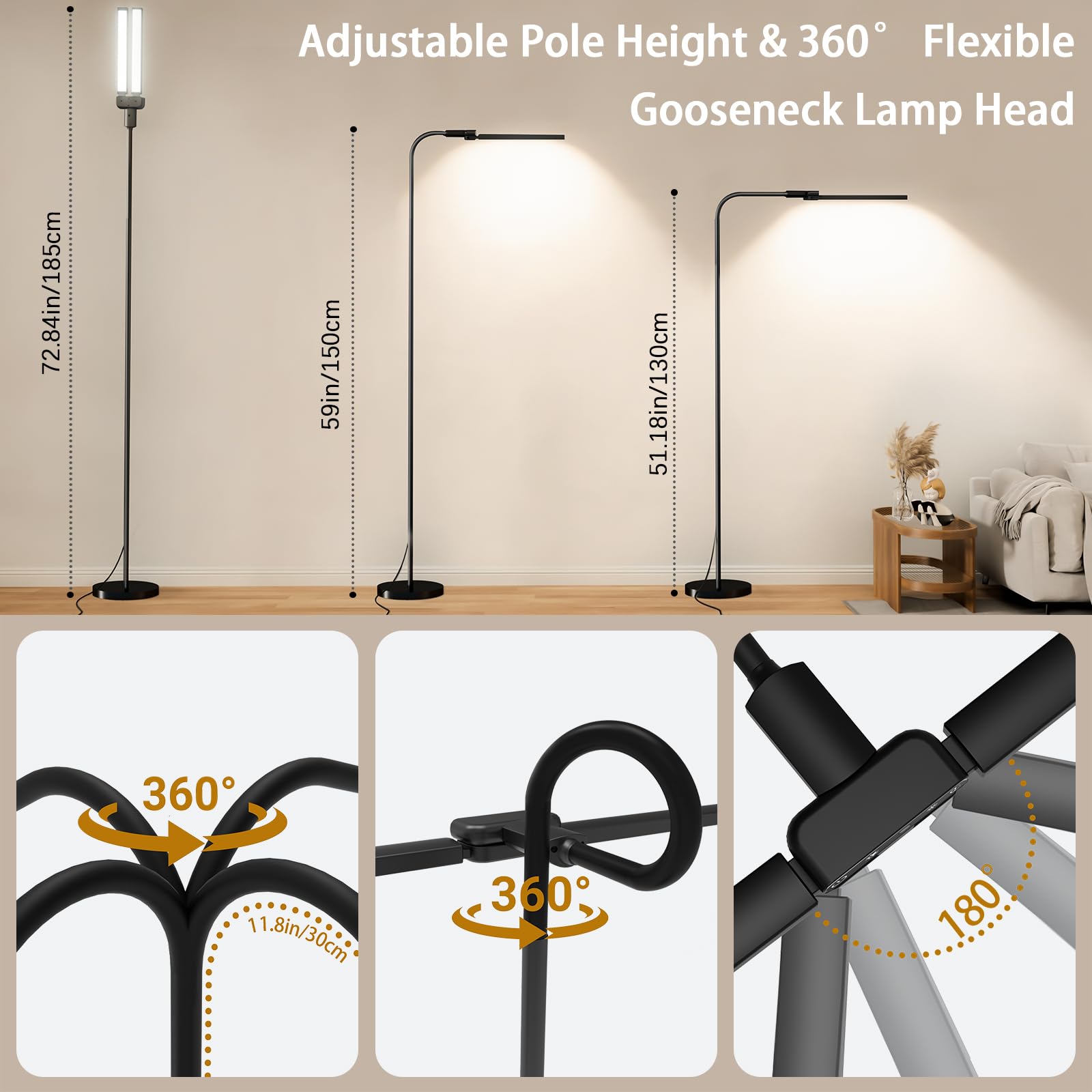SIBRILLE 24W Dual-Head Dimmable LED Floor Lamp