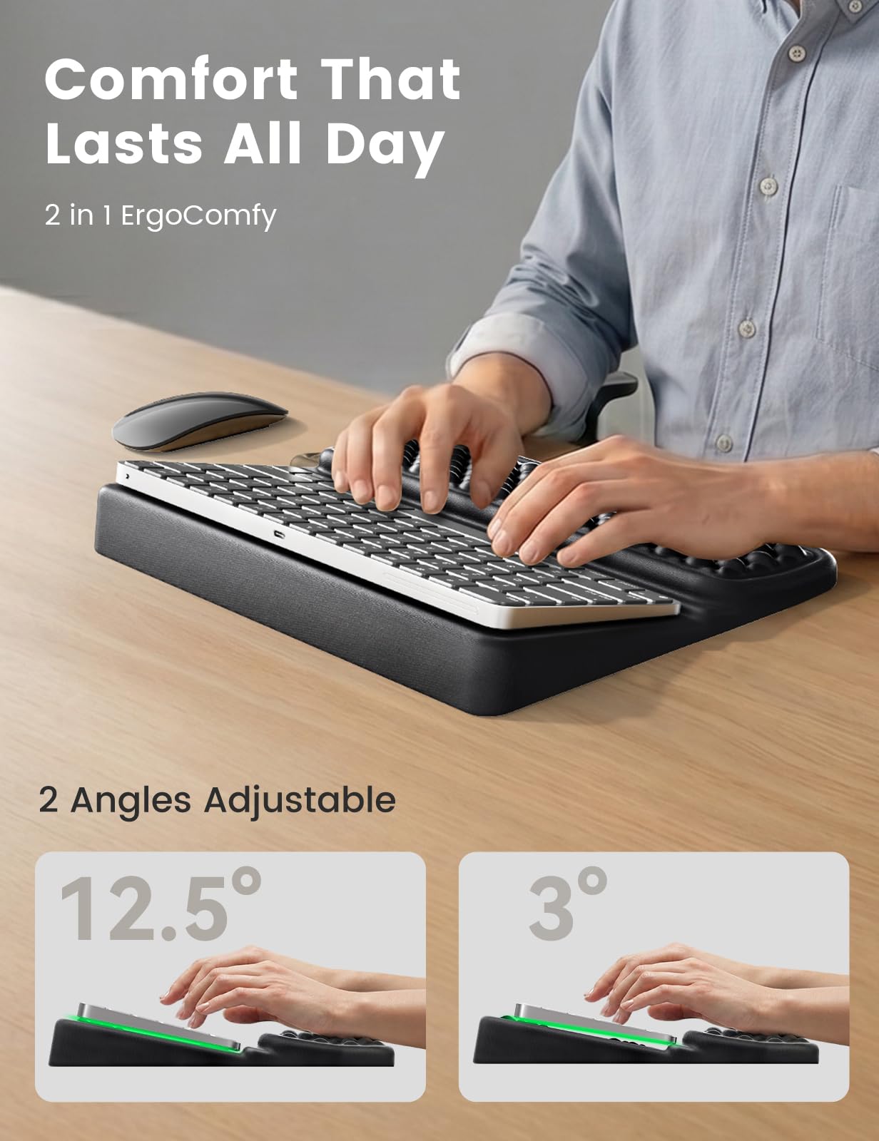 Vaydeer Ergonomic Wrist Rest with Keyboard Stand Riser