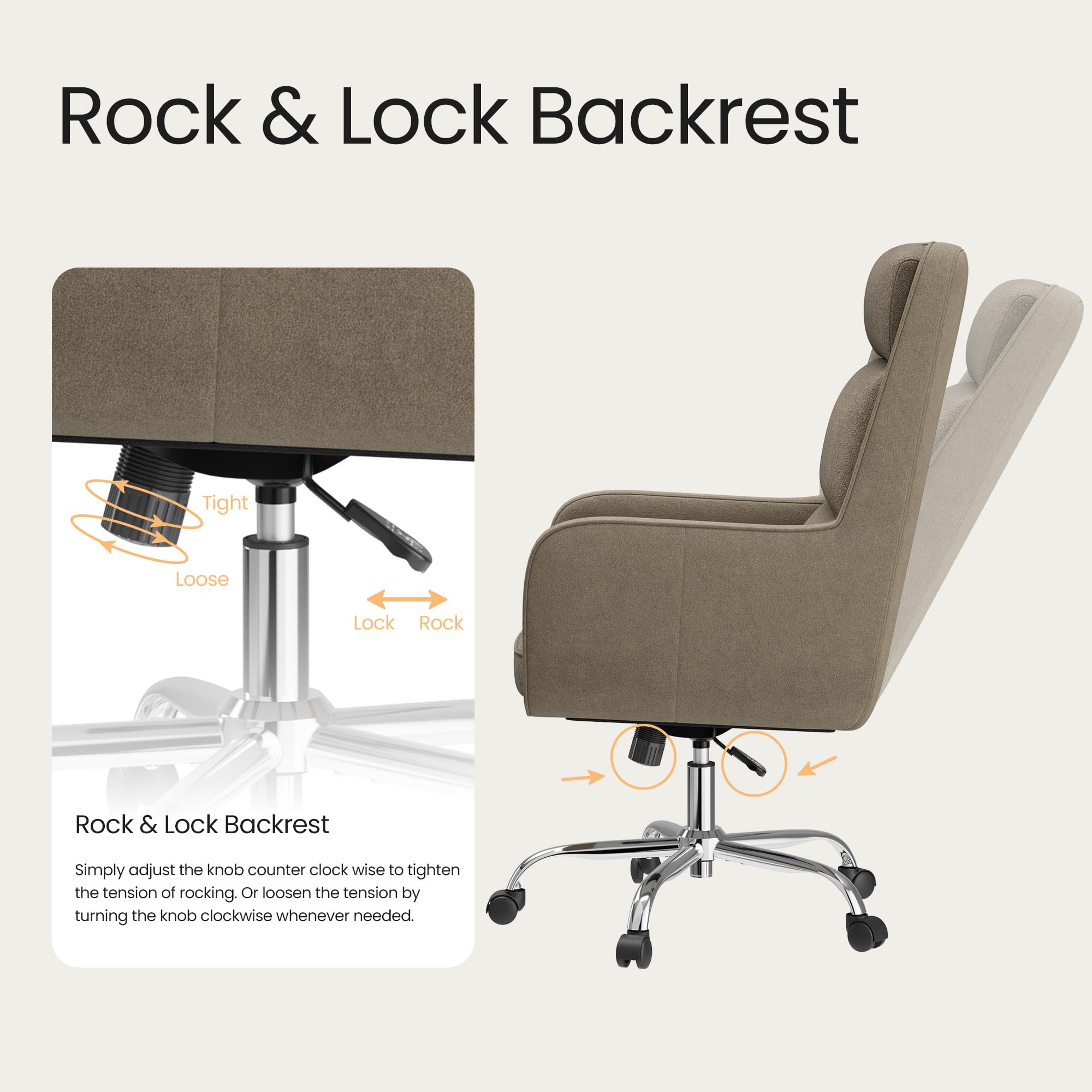 COLAMY Modern Executive High Back Home Office Chair Vanity Chair with Head and Lumbar Support, Armrest