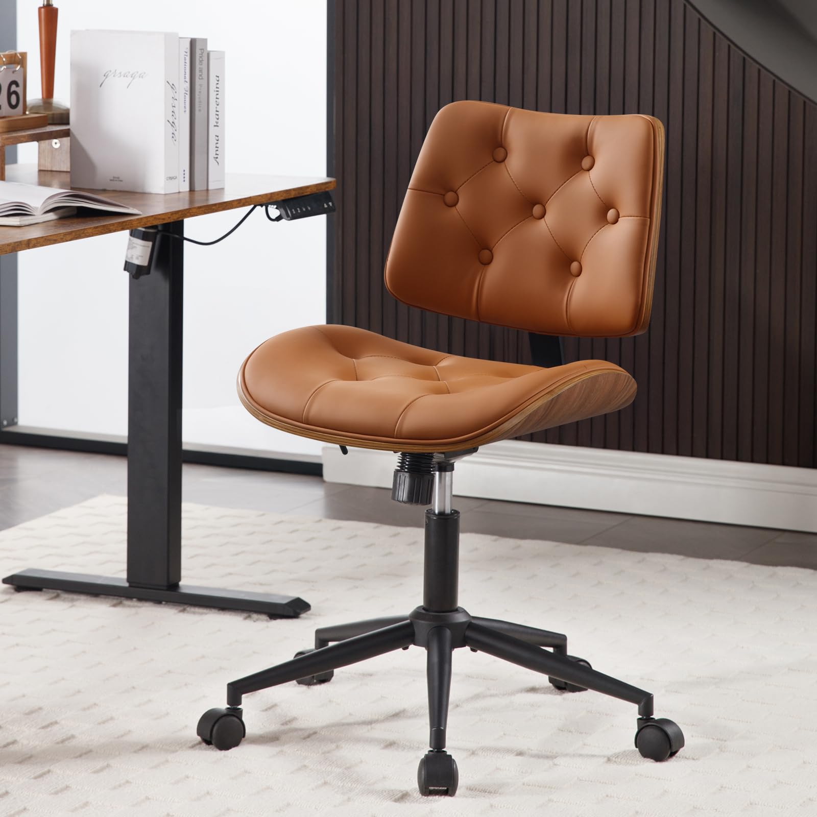 BERYTH 5010 Mid-Back Walnut Office Chair with Wheels