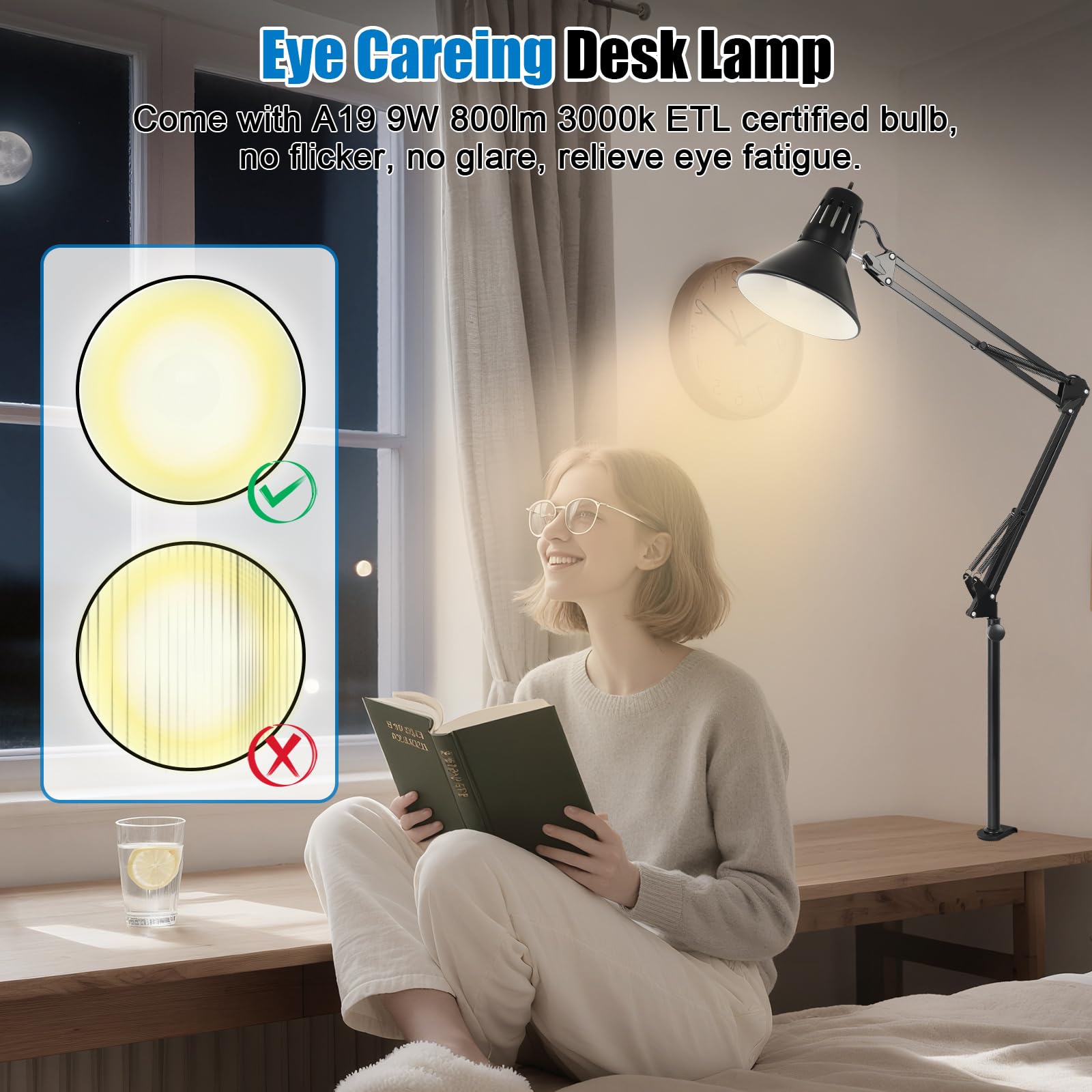 DXOVEEN 360° Adjustable LED Clamp-On Desk Lamp