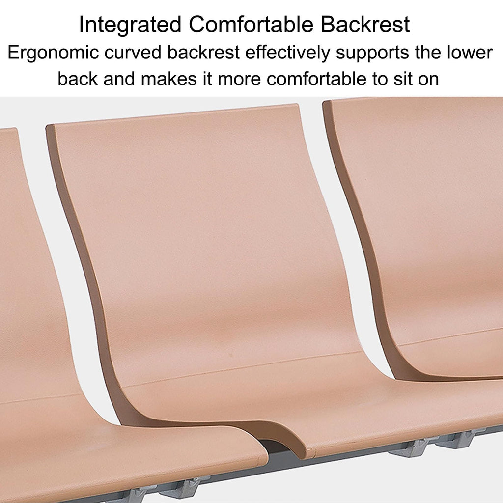 3-Seater Airport Waiting Bench Synthetic Leather Reception Chair with Armrests & Backrest Closed Beam Design for Office & Lounge Seating
