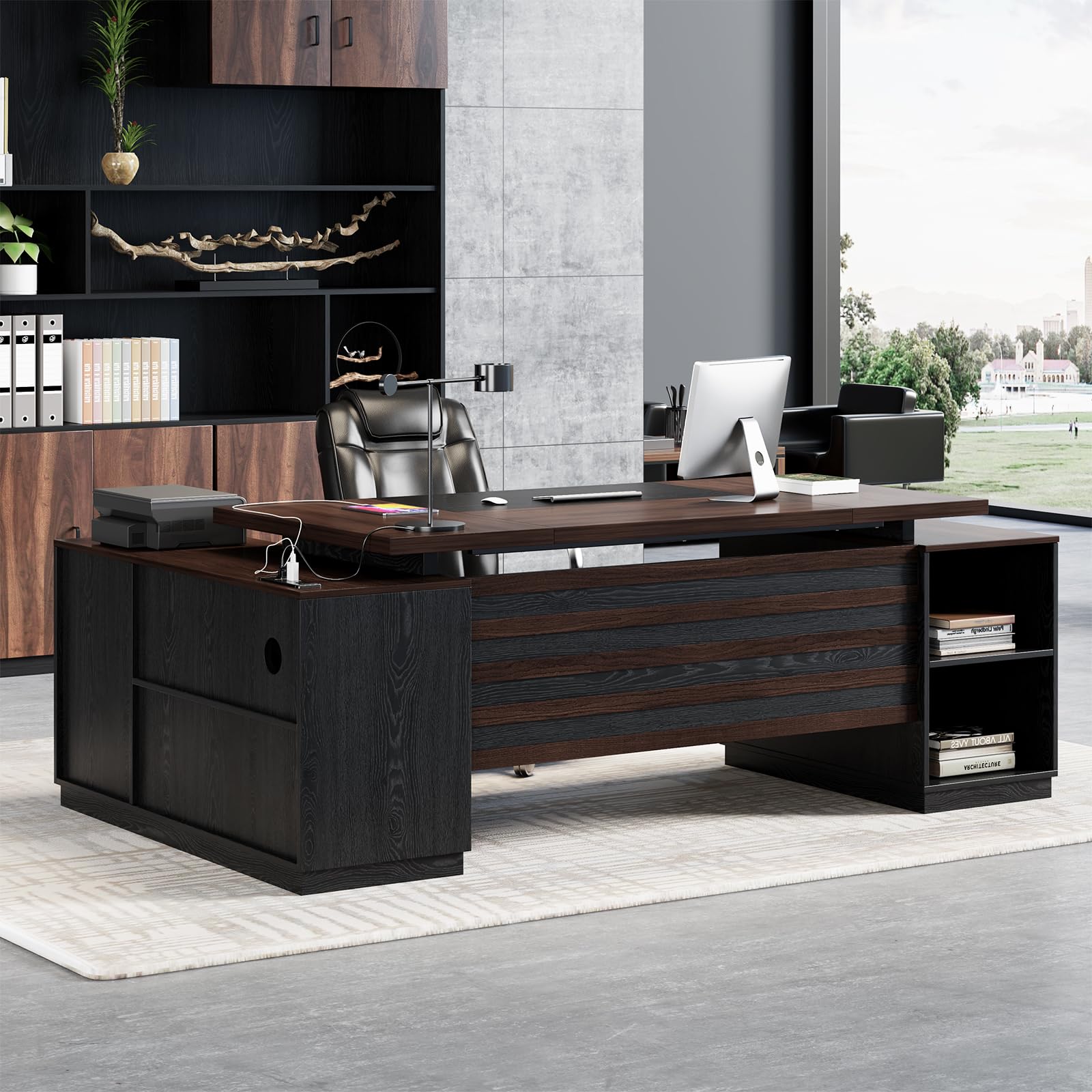 Epecoya 78-Inch L-Shaped Executive Office Desk