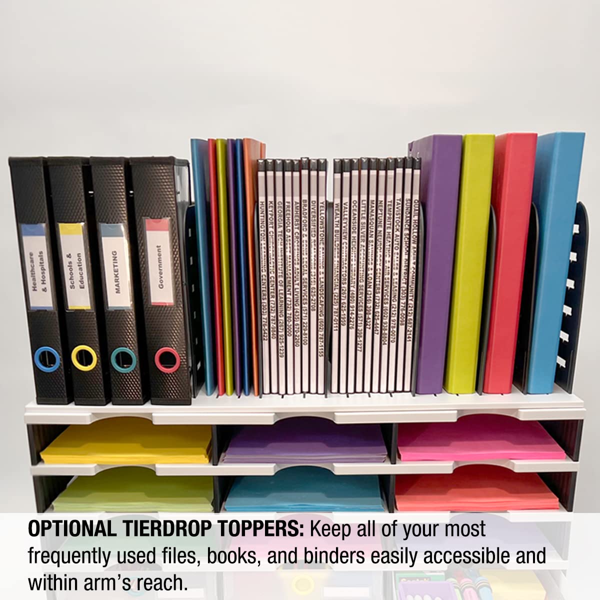TierDrop 12-Tier Letter Tray Organizer with 3 Drawers