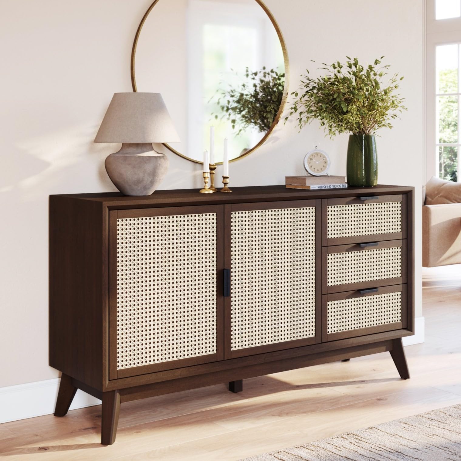 Bme Georgina Solid Wood Sideboard with Geometric Pattern