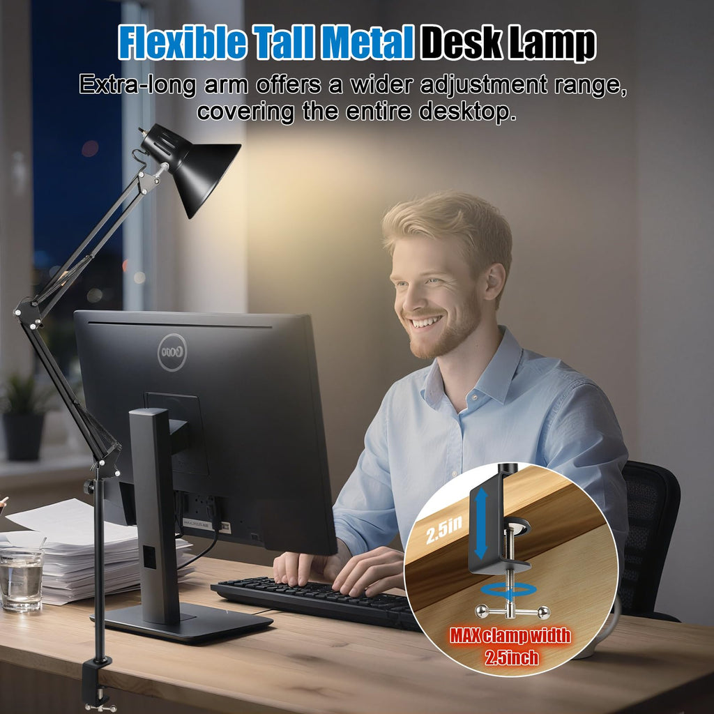 DXOVEEN 360° Adjustable LED Clamp-On Desk Lamp
