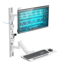Mount Plus MED10 Medical Monitor Wall Mount with Folding Keyboard Tray and Mouse Pad | Scanner Holder | Heavy Duty Height Adjustment Folding Design for 17"-49" Monitor On Wall Track Up to 44 lbs